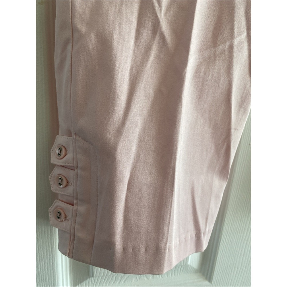 Tribal Stretch Capri Pants Womens Size 14 Pink Cropped Button Hem Cotton Coastal - Picture 2 of 9